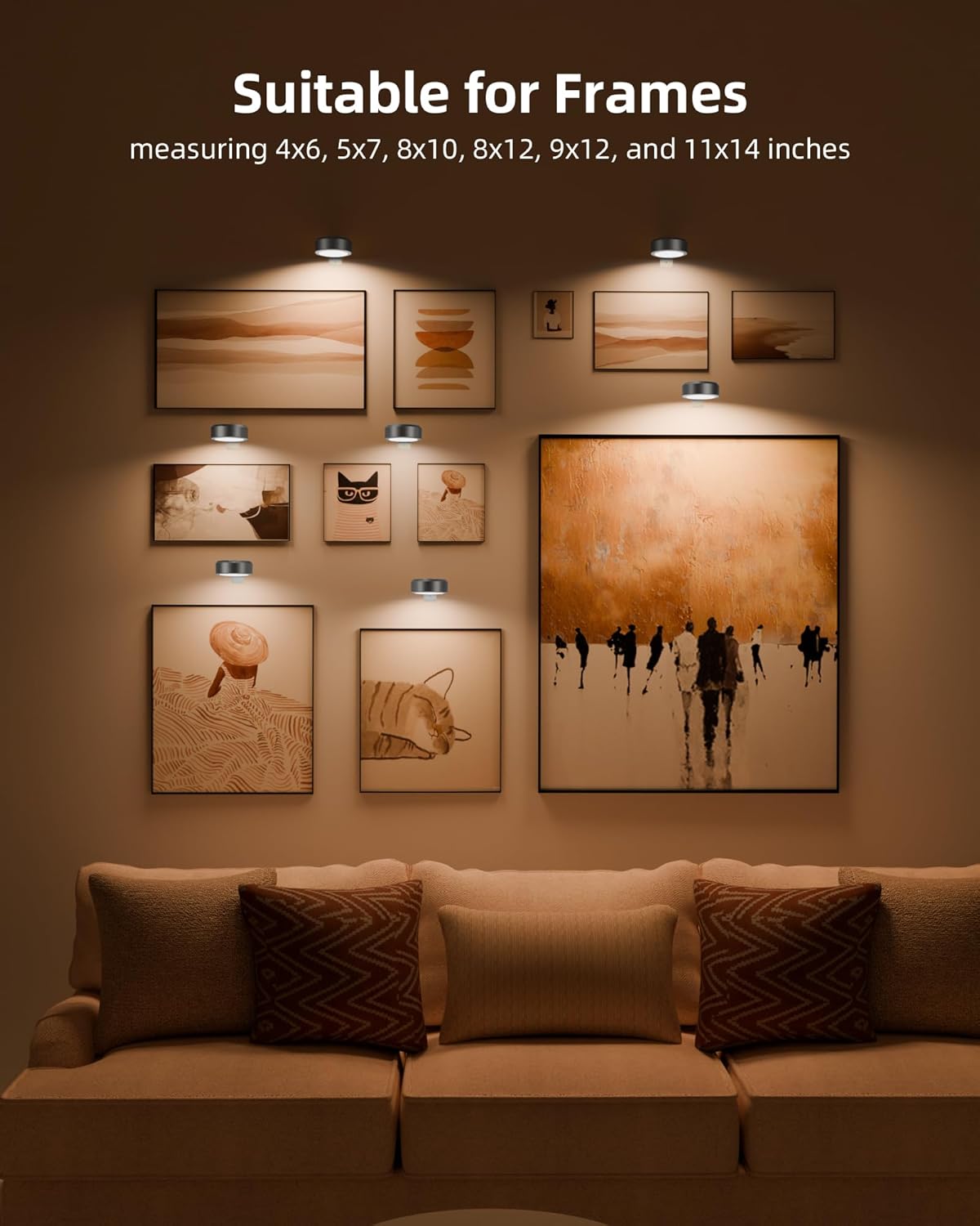 Iluminaciones de la imagen para la pared, 2000mAh batería recargable cartel magnético luces con 3 temperaturas de color y 12 RGB, luz de pintura de temporizador dimmable remoto, luz de decoración de la pared para la pantalla de arte